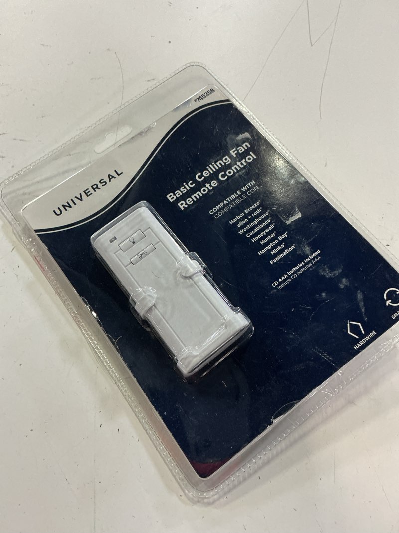 Condition photo showing As Is for harbor breeze universal 3.94-in 1-speed 1-setting white plastic indoor angle mount capable handheld ceiling fan remote with receiver included