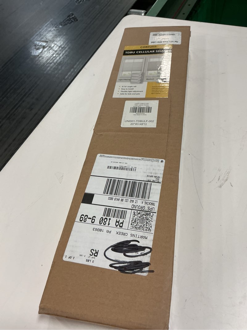 Condition photo showing New/Like New for Top Down Bottom Up (TDBU) Cellular Shades Cordless Honeycomb Blinds for Indoor Windows, for Windows Size (20" W × 48" H) Colour (White - Light Filtering) White - Light Filtering 20" W × 48" H