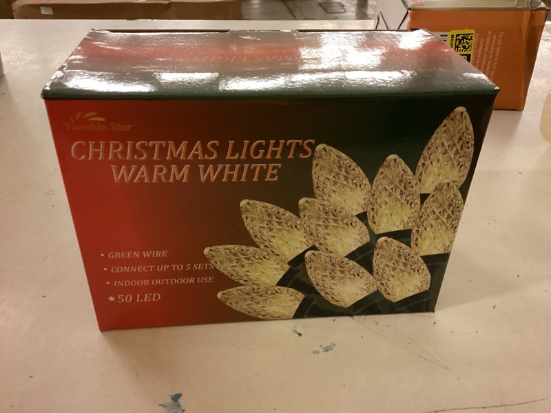 Condition photo showing New/Like New for twinkle star c9 christmas string lights, 50 led 33ft outdoor fairy lights with 29v safe adaptor, extendable green wire string lights for patio xmas tree wedding party decoration, warm white