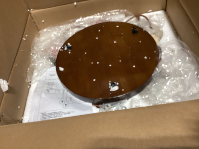 Condition photo showing Good Condition for wabi sabi pendant light,3-light travertine stone fixture-japandi japanese style lamp,nordic wood chandelier,spherical scandinavian pendant light suits kitchen islands,dining & living rooms(walnut)