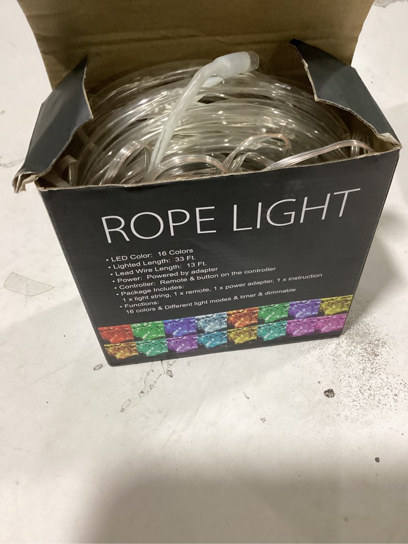 Minetom Color Changing Rope Lights Outdoor, 33FT 100 LED String Lights with Plug & Remote, Waterproo