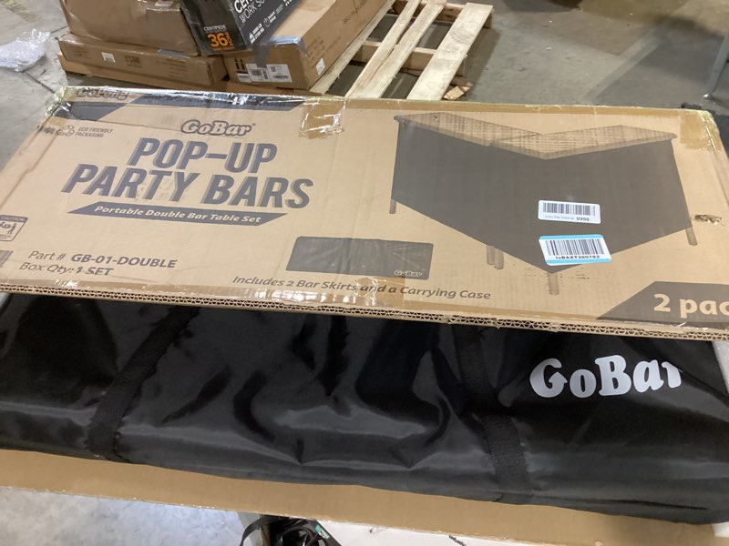Condition photo showing As Is for gobar portable double bar table set - mobile bartender station for events - includes carrying case -