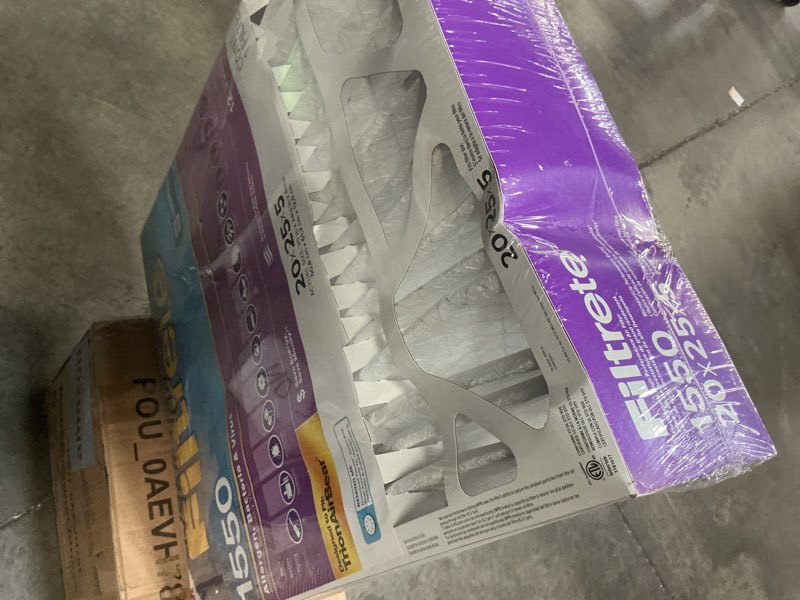 Condition photo showing Good Condition for filtrete 20-in w x 25-in l x 5-in merv 12 1550 mpr allergen, bacteria and virus electrostatic pleated air filter