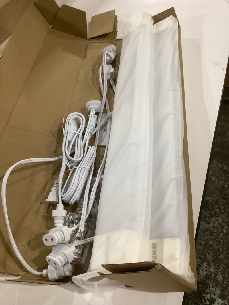 Condition photo showing Good Condition for not tested**** 5000k led ceiling light fixture, 2ft with plug linkable, 2pcs waterproof led tube light under cabinet lighting,closet light 18w for garage kitchen bathroom workbench and office white 2 ft - 2 pack