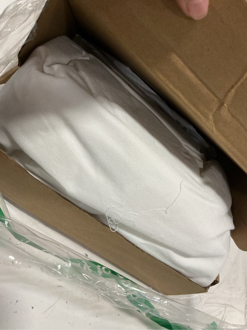 Condition photo showing Good Condition for hig king bed skirt - easy fit scallop edge pleated bedskirts with spilt coner, 18 inch drop anti-slip dust ruffle, thick fabric for enhanced privacy, pre-washed for long-lasting use, machine washable white/aqua king 18.0 inches