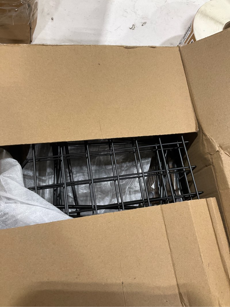 Condition photo showing Good Condition for okzest 3-tier fruit basket fits between countertop & upper cabinet, 16.8" h | includes wood top & banana hangers, stackable kitchen countertop organizer, holds potato, onion, bread, snack, fruit, veggie 3-tier (with wood top) black