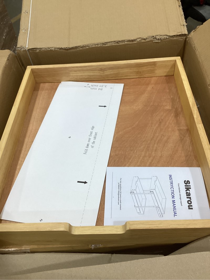 Condition photo showing Good Condition for Wood Pull Out Cabinet Organizer 2 Tie 20" W x 21" D, Heavy-Duty Sliding Drawers for Inside Cabinets Storage and Organization for Kitchen, Pantry, Bathroom 2 Tie 20*21 in