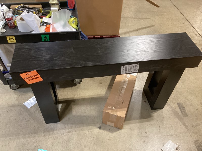 Condition photo showing As Is for (incomplete) tribesigns 63-inch long console table, farmhouse wooden sofa table behind the couch, narrow entryway table for entrance, hallway, living room (black)