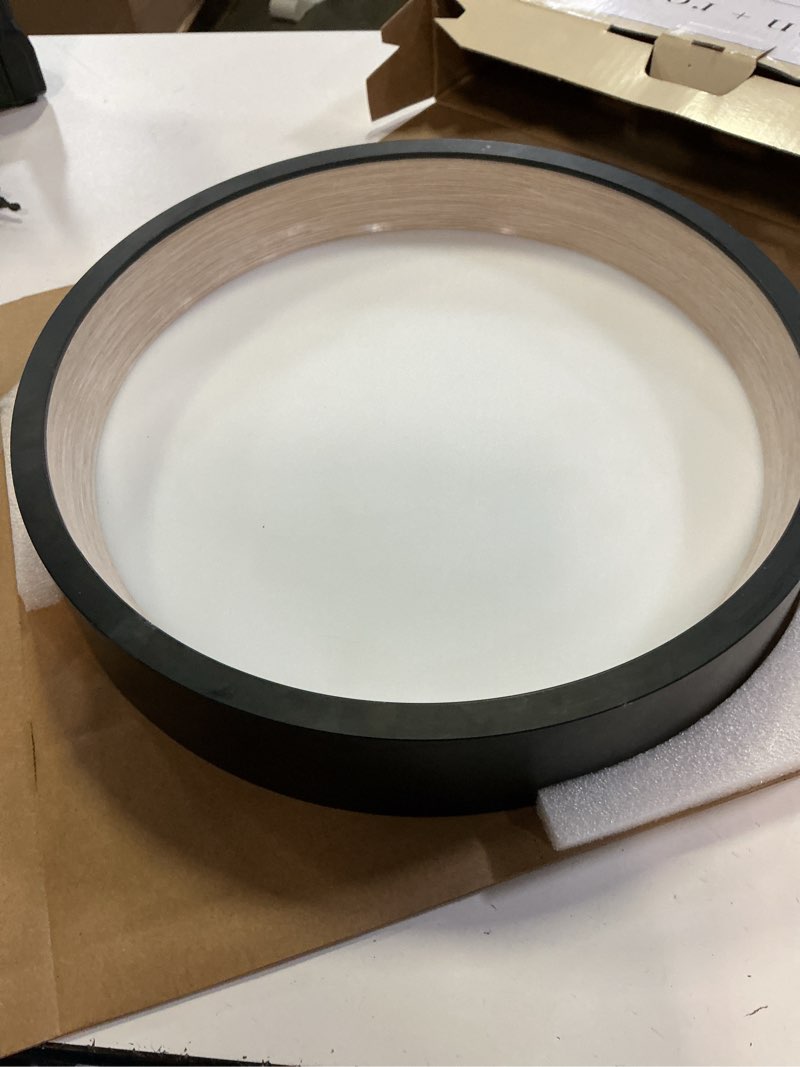 Condition photo showing Good Condition for allen + roth mason 14.25-in black indoor led flush mount light with plastic shade