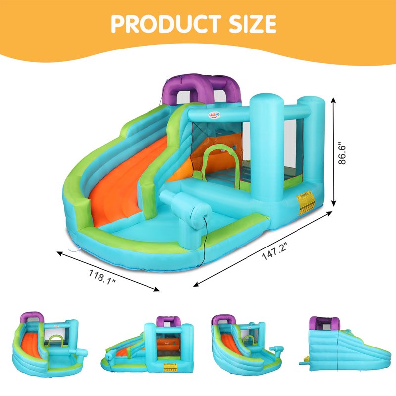118.11' x 84.64' bounce house with water slide