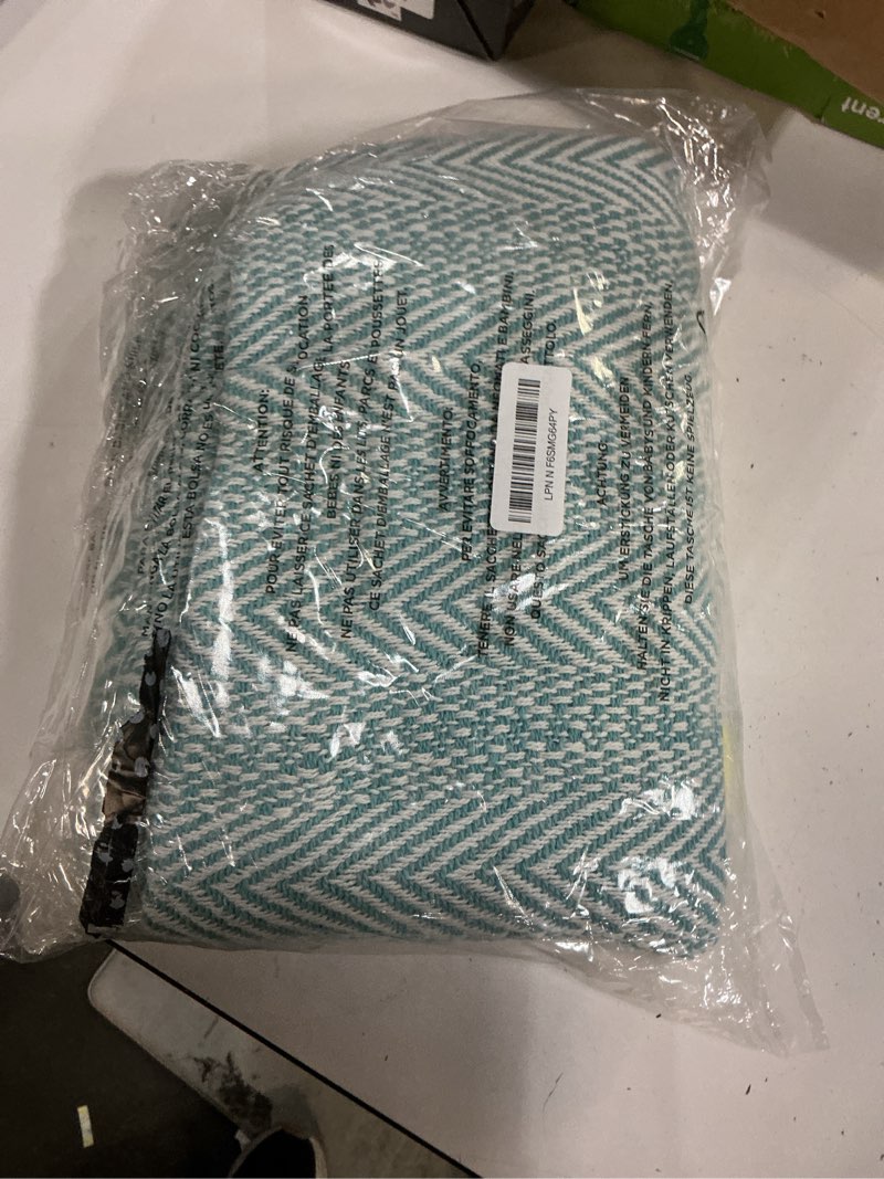 Condition photo showing Good Condition for dii herringbone striped collection cotton throw blanket, 50x60, aqua aqua 50x60"