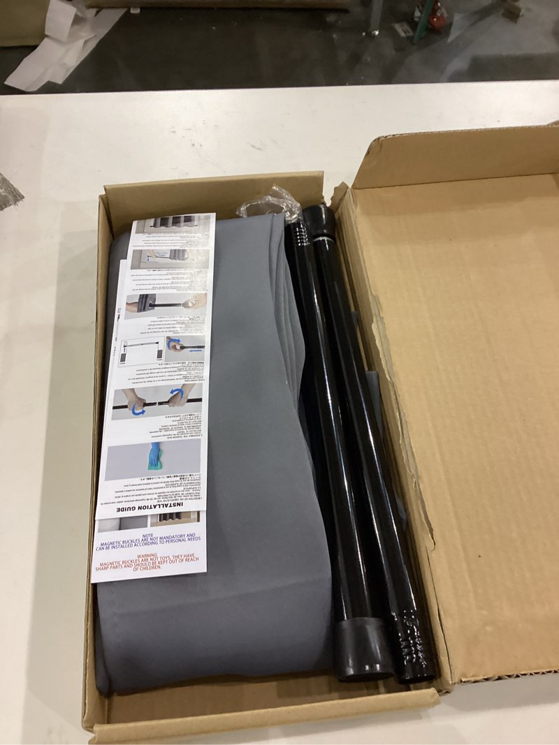 vatge magnetic closet curtain with rod - w42 x l80, 1 panel, gray, room darkening privacy doorway cu