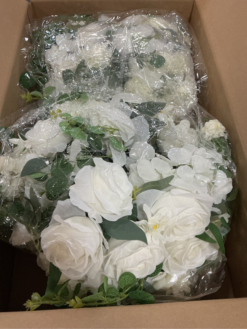 Condition photo showing Good Condition for NUPTIO Flower Balls for Wedding Centerpieces - 2 Pcs 16 inch Diameter Fake Flower Ball Arrangement Bouquet Party Centerpieces for Tables - White Rose Bouquet Centerpiece Flowers for Wedding Table 17.7" Diam - 2 PCS White