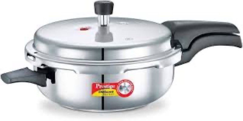 Prestige Deluxe Alpha Svachh Stainless Steel Pressure Cooker with Alpha Base and Deep Lid for Spillage Control, 2 Litre