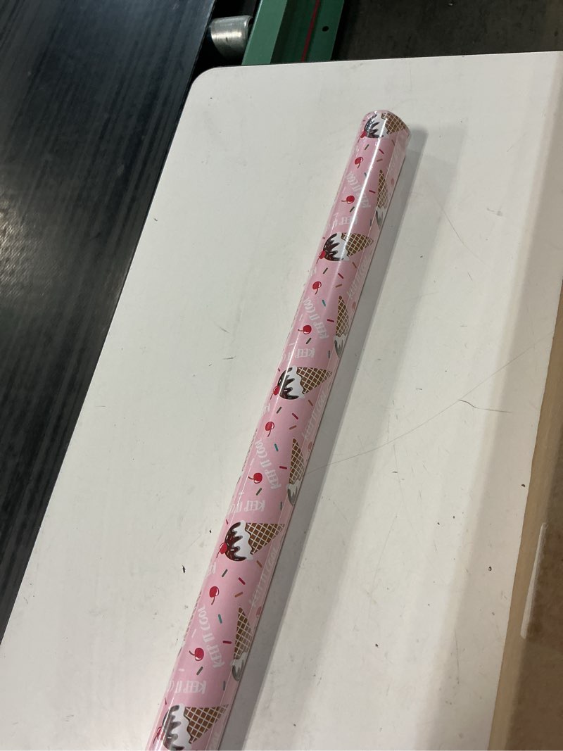 Condition photo showing New/Like New for wrapaholic 30 inch reversible pink birthday wrapping paper - 30 inch x 33 feet - ice cream and polka dot girls birthday wrapping paper for kids girls, baby shower 30 inches x 33 feet pink - ice-cream