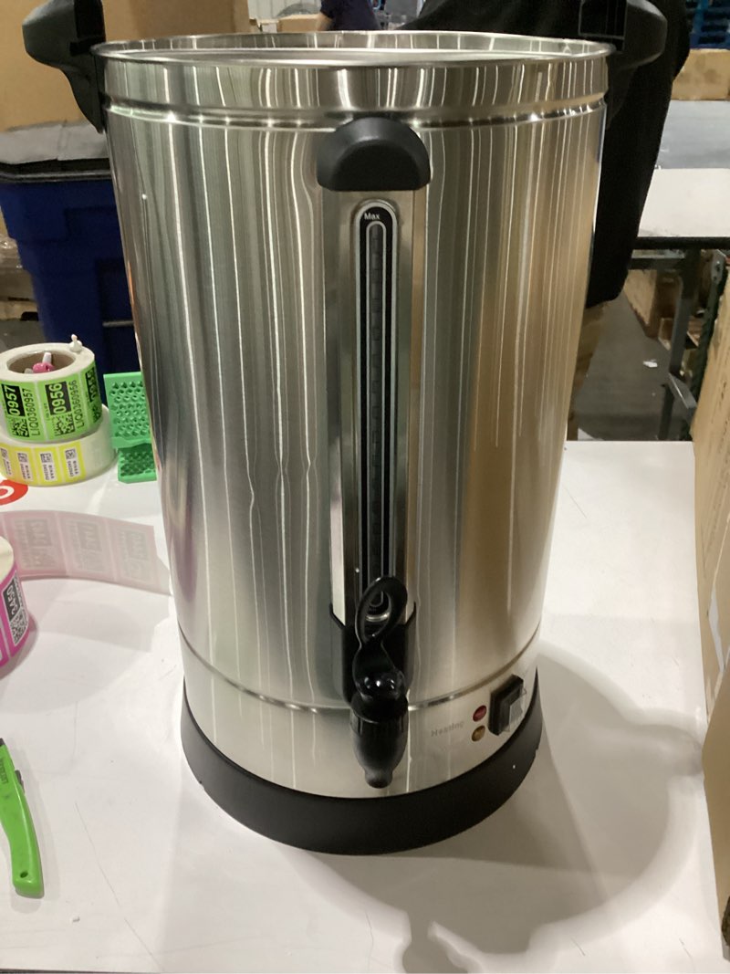 Condition photo showing As Is for 120 cup coffee urn, 18l/4.8gal large capacity stainless steel hot beverage dispenser, fast brew rapid extraction, commercial coffee maker for party buffet catering