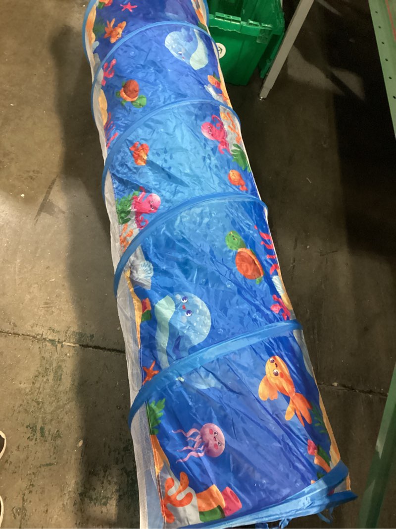 Condition photo showing Good Condition for ocean play tunnel for toddlers, pop up undersea world crawl through tunnel, collapsible portable play tunnel indoor outdoor action for boys and girls