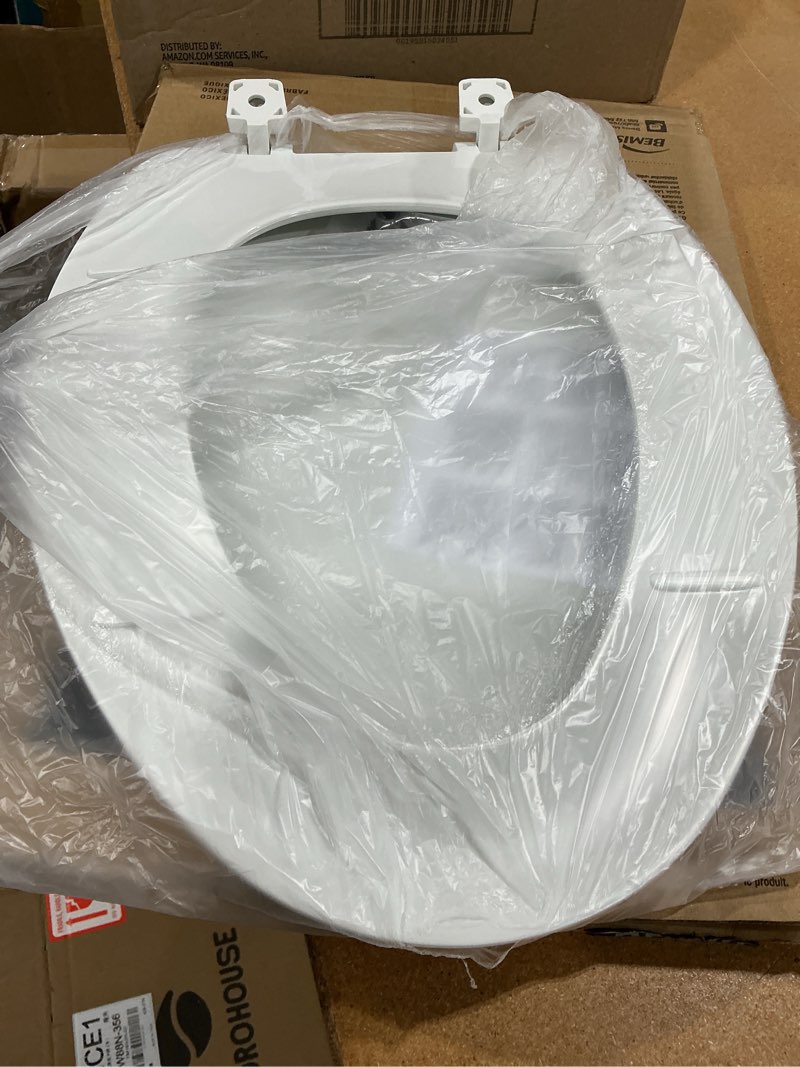 Condition photo showing Good Condition for mayfair cassel slow close toilet seat, easy clean, non slip premium wood seat, easy install, made in usa, elongated, white elongated 1 - toilet seat