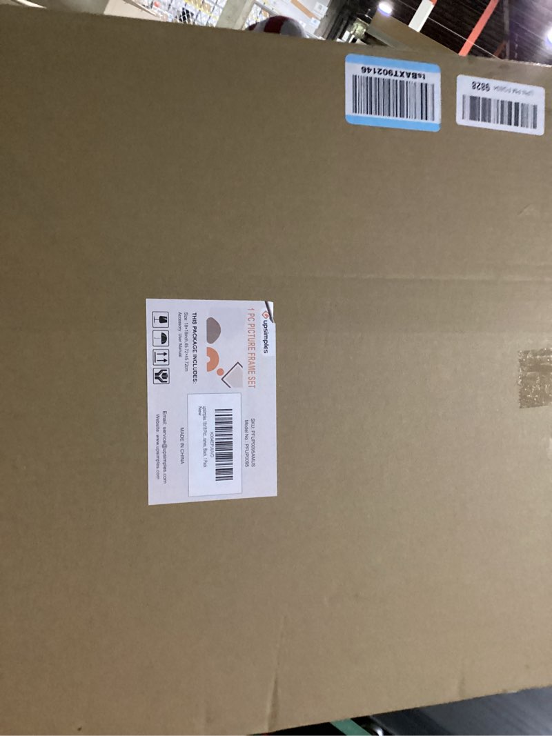 Condition photo showing New/Like New for upsimples 18x18 picture frame, display pictures 8x8 with mat or 18 x 18 without, wall hanging square frames, black, 1 pack black 18x18
