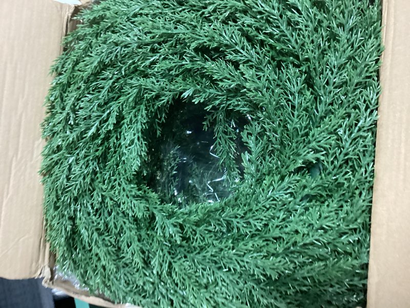 Condition photo showing Good Condition for Zeyune 8 Pcs Christmas DIY Green Wreath 14 Inch Artificial Christmas Wreaths Faux Plain Wreaths for Decorating Front Door Window Room Farmhouse Xmas Party Indoor Outdoor (Elegant Style)