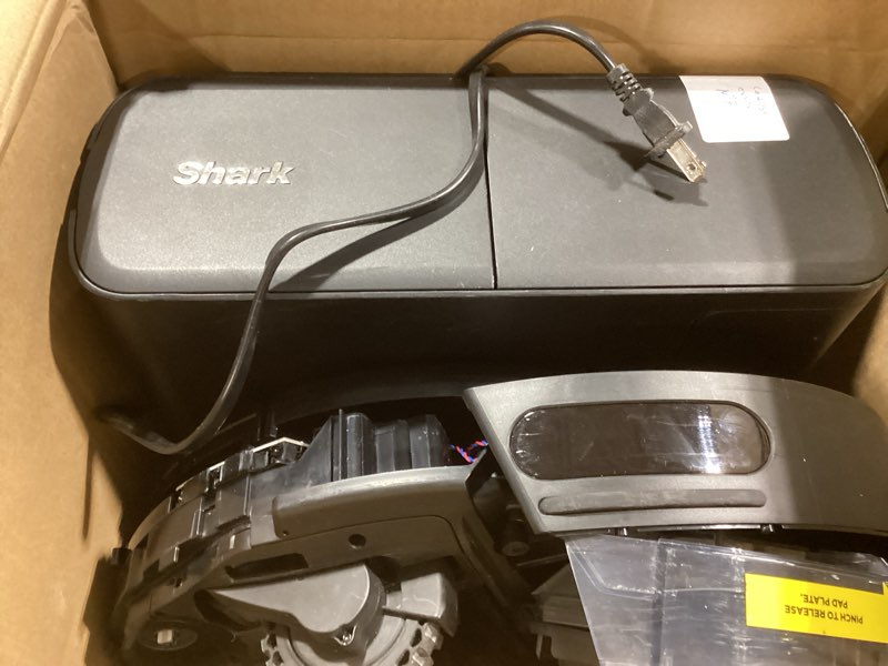 Condition photo showing As Is for shark robot vacuum & mop combo, powerful suction, matrix plus, 60-day debris capacity, hepa bagless self empty base, sonic mopping, home mapping for pet hair - carpets & hardfloor, av2610wa wet and dry self-empty (gold/black)