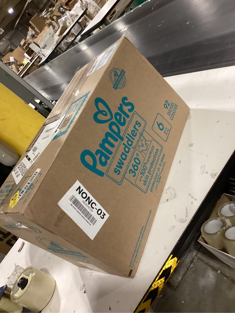 Condition photo showing As Is for Pampers Diapers - Swaddlers 360° - Size 6, 92 Count, up to 100% Leakproof Comfy Dry Fit, Designed for Easy Changes, Pull On Baby Diaper (Packaging May Vary) Size 6 92
