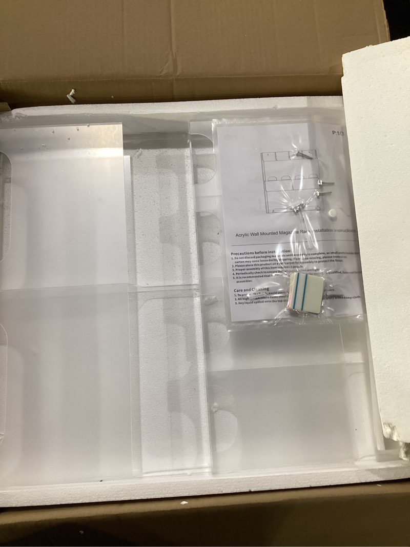 Condition photo showing New/Like New for acrylic brochure pamphlet holder, 6 magazine holders and 6 pamphlet holders, clear brochure display stand wall mount, trifold flyer rack, literature storage rack for home, offices, waiting room alr6m6pc