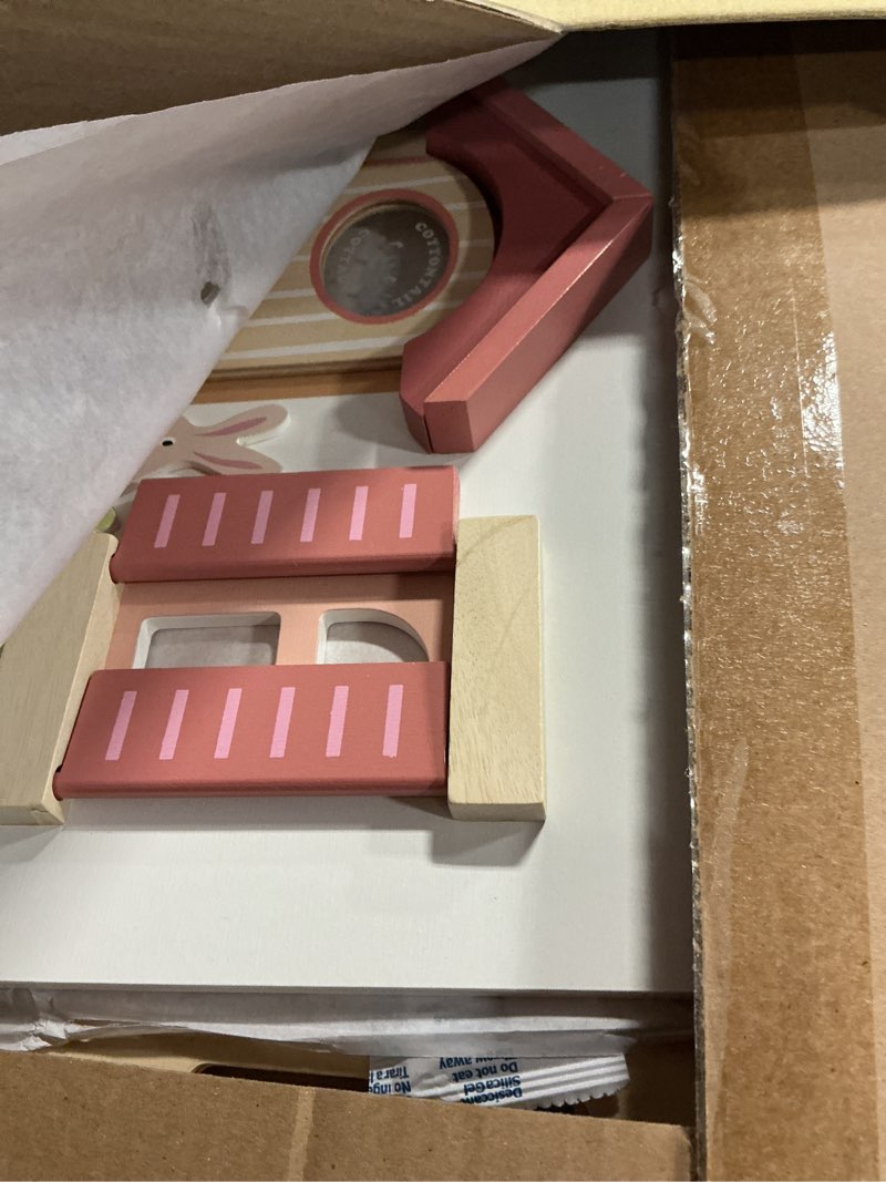 Condition photo showing Good Condition for Tender Leaf Toys - Cottontail Cottage - Furnished 18.7" Tall 3 Story Countryside Wooden Doll House with 24 Pcs Accessories - Encourage Creative and Imaginative Fun Play for Children - Age 3+