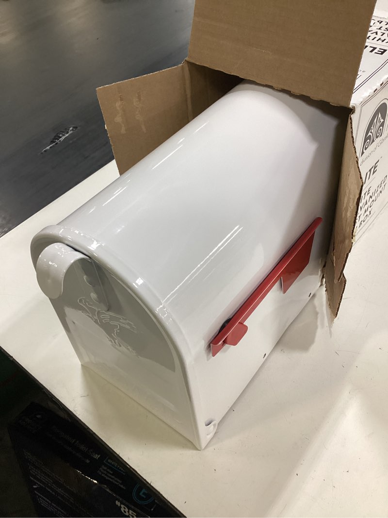 Condition photo showing Good Condition for architectural mailboxes elite classic galvanized steel post mount white mailbox