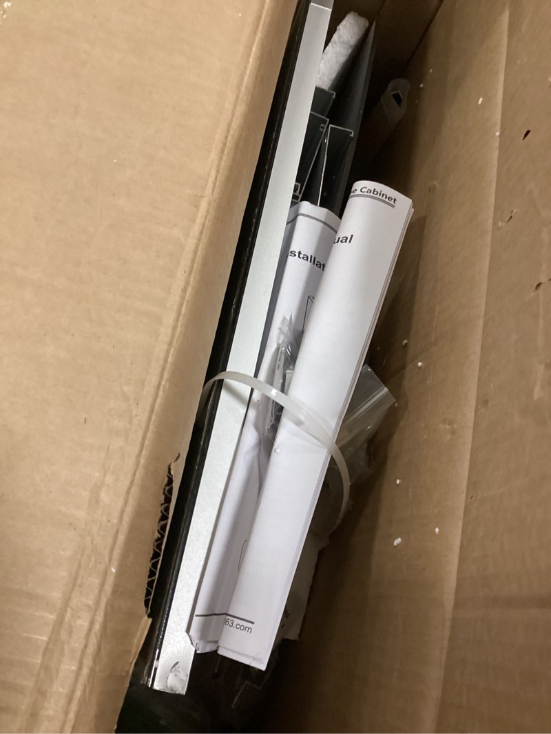 Condition photo showing As Is for 20 x 26 Inch Bathroom Medicine Cabinet with Beveled Edge Mirrored Door,Medicine Cabinet,Bathroom Mirror Cabinet,Home Medicine Cabinets with 2 Adjustable Shelves, Recessed or Surface Mount Installation 20×26