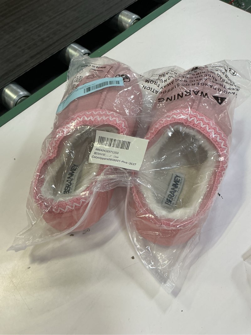 Condition photo showing Good Condition for thick-soled fuzzy slippers for women & men - cozy platform house shoes with anti-slip sole, warm plush lined indoor outdoor short ankle slippers 8-9 women/7-8 men pink