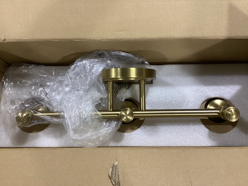 Condition photo showing New/Like New for gold bathroom vanity light, 3-light bathroom light fixtures over mirror, traditional vanity lights for living room, milk white bell glass shades, standard e26 base, aged brass aged brass 3-light