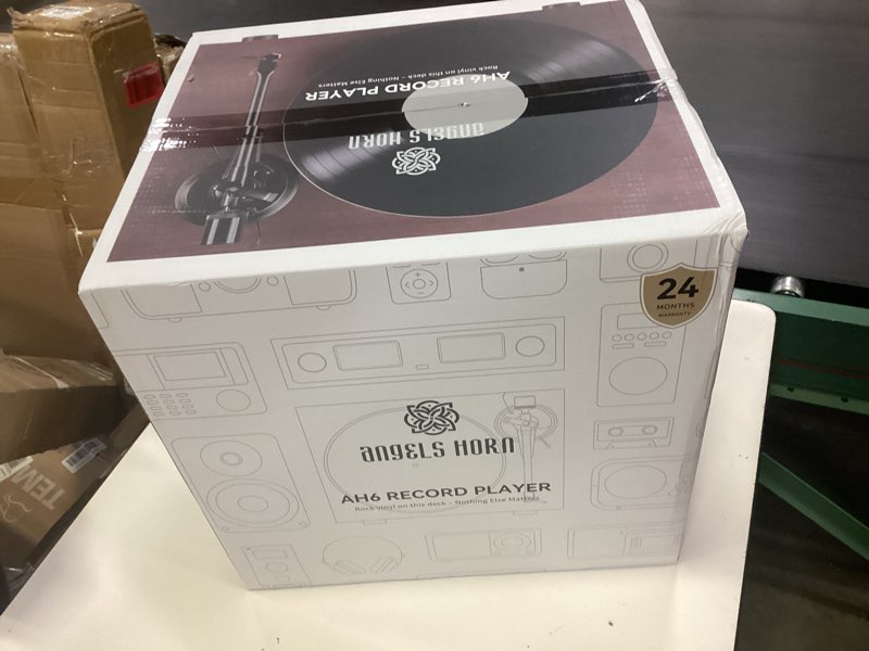 Condition photo showing New/Like New for angels horn bluetooth turntable with speakers, vinyl record player system with at-3600l, built-in phono preamp, belt drive 2-speed, adjustable counterweight, pitch control hi-fi record player system red
