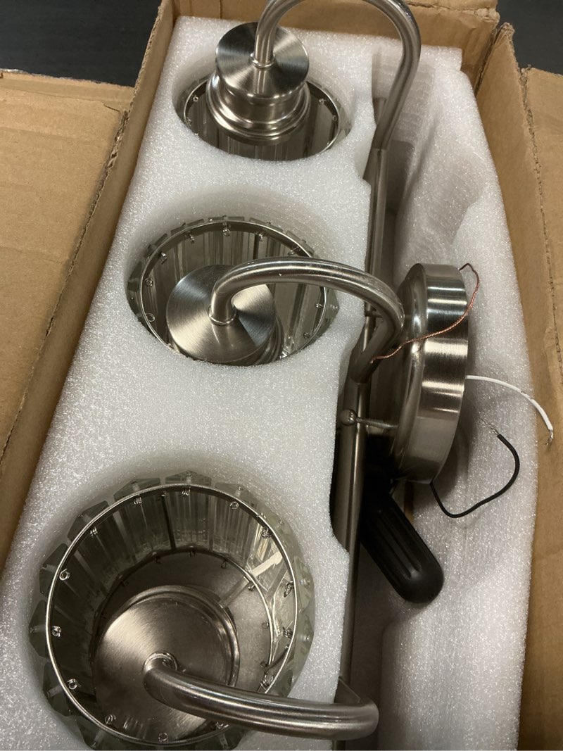 Condition photo showing Good Condition for farmhouse bathroom vanity light fixtures, rustic 3-light wood vanity lights for bathroom, vintage black wall sconces lighting, light fixtures over mirror, with glass shade black and wood 3-light