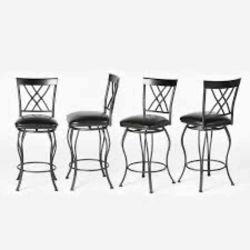 Younts Classic Country Style Counter Height Bar Stool with Metal Frame for Kitchen Island Pub, Bistro