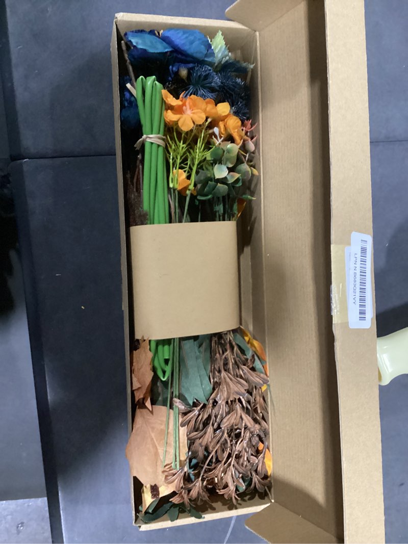 Condition photo showing Good Condition for floroom artificial greenery stems box set, 39pcs with 8 kinds of faux greenery flowers picks for diy bridal bouquets wedding floral arrangement table centerpieces, earth tones & teal