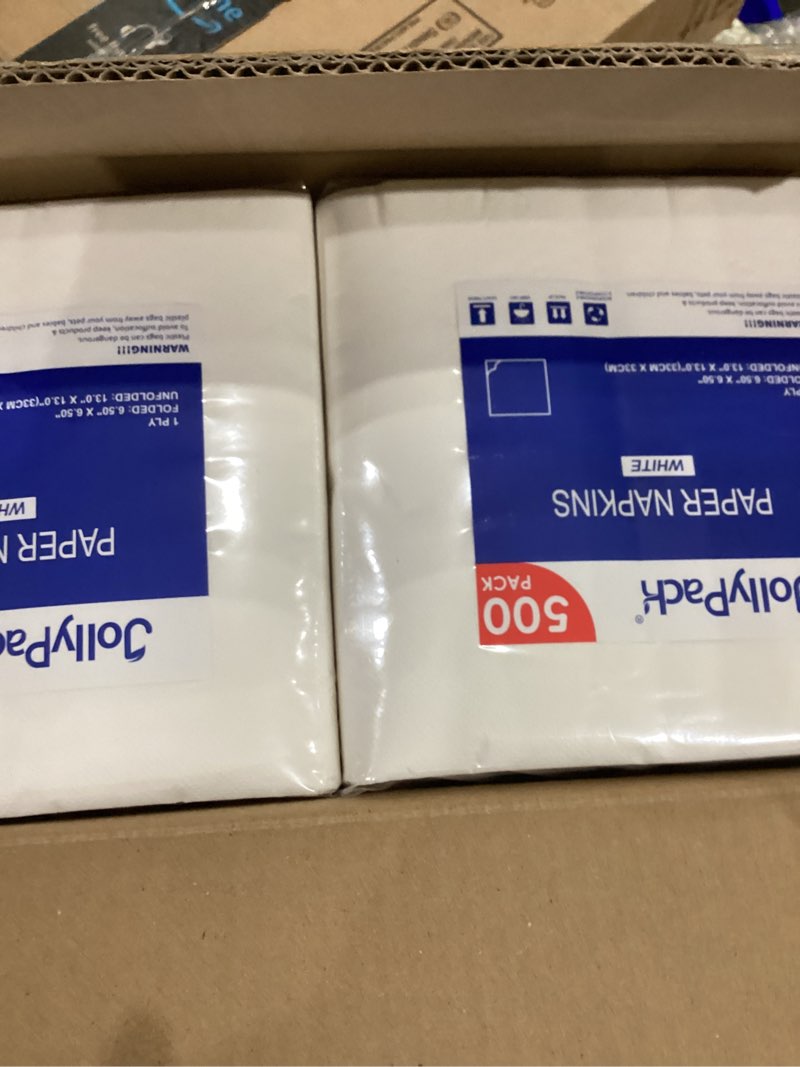 Condition photo showing Good Condition for jollypack 2000 count white paper napkins - 1-ply 6.5 x 6.5 folded bulk disposable beverage cocktail napkins, dinner paper for restaurants, bars and parties - 13 x 13 unfolded 2000 13inch