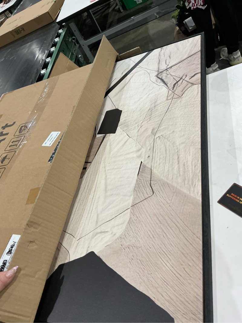 Condition photo showing Good Condition for large framed neutral abstract wall art for living room, 3 piece modern canvas prints paintings artwork for walls, black and beige pictures for living room hallway stair office wall decor 24x36 inch 24" w x 36" h x 3pcs neutral