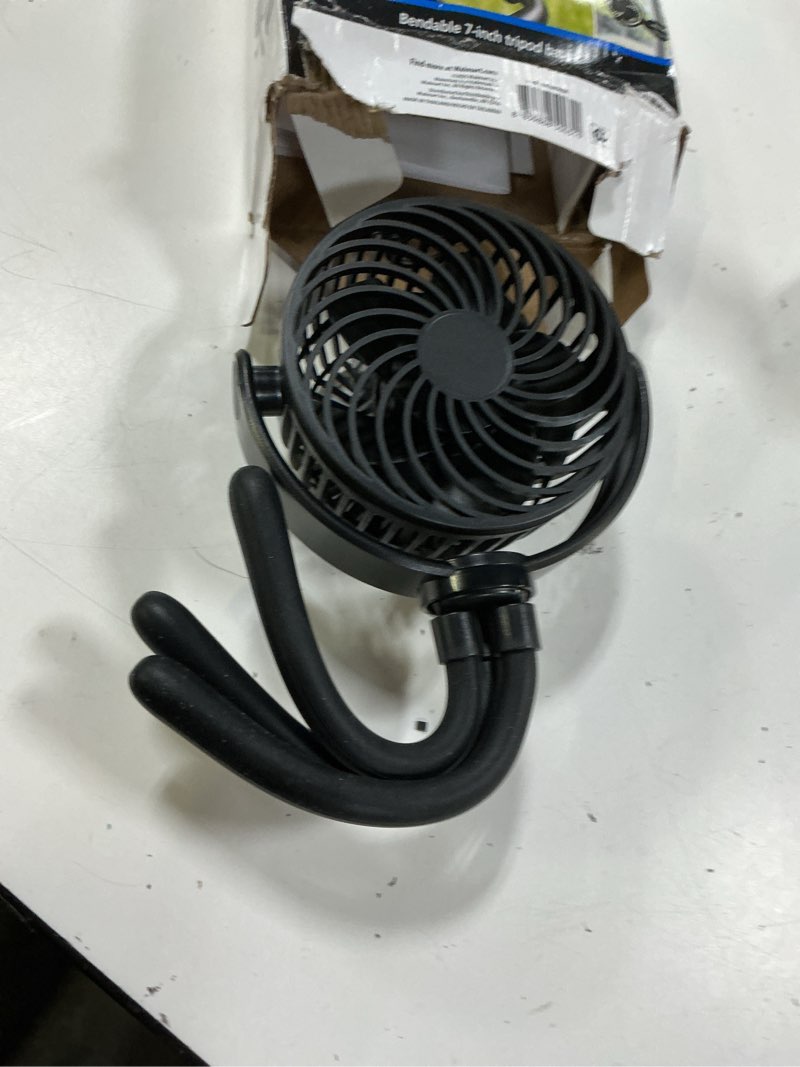 Condition photo showing Good Condition for mainstays new 4-inch 3-speed portable rechargeable fan with flexible tripod and digital display, black