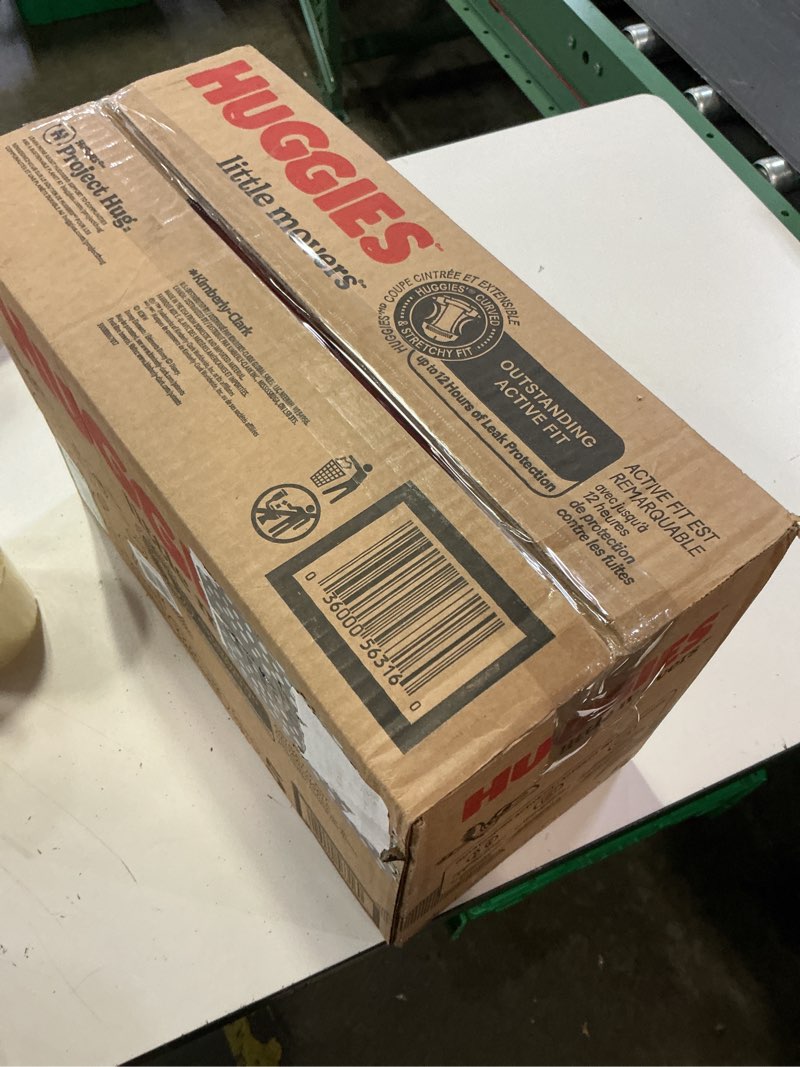 Condition photo showing New/Like New for huggies size 5 diapers, little movers baby diapers, size 5 (27+ lbs), 132 count (2 packs of 66), packaging may vary size 5 132