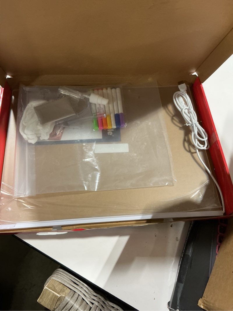 Condition photo showing As Is for led drawing board for kids- erasable acrylic electronic white boards,15.8''x11.9 drawing tablet,6 modes & 8 colors light up drawing board,kids toy with 13 e birthday holiday day gifts for girls & boys