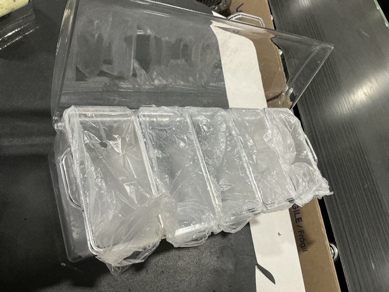 Condition photo showing Good Condition for obtanim 16 inch ice chilled condiment server caddy plastic clear food storage container garnish tray with lid and 5 removable compartments for bar party fruit salad 1 lid 1
