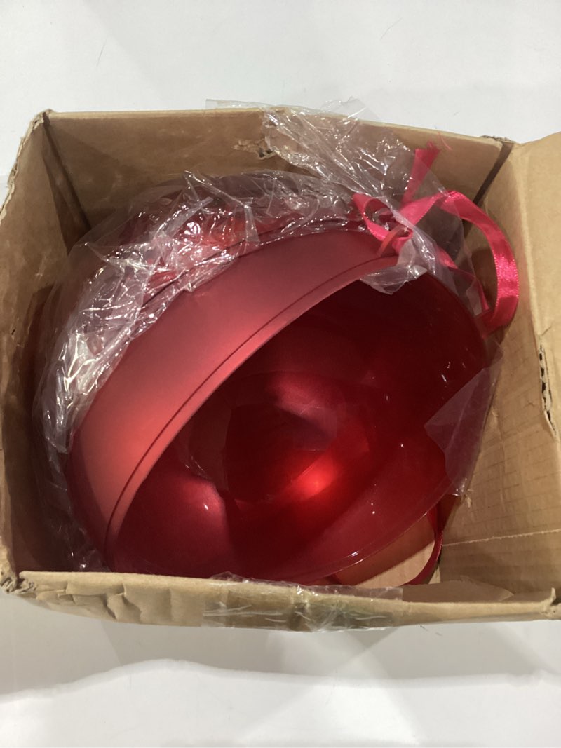 Condition photo showing Good Condition for Zubebe 2 Pcs 8" Giant Fillable Christmas Ornaments with Ribbons Oversized Plastic Xmas Balls for Outdoor Lawn Yard Decor, Tree Hanging, Holiday Gifts(Matte Red, Shiny Red)