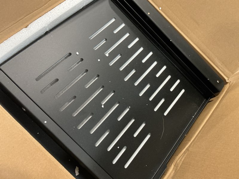 Condition photo showing Good Condition for under desk laptop drawer, 22.8'' wide pull-out tray – metal perforated bottom for heat dissipation, sliding track, under-desktop storage for laptop & accessories