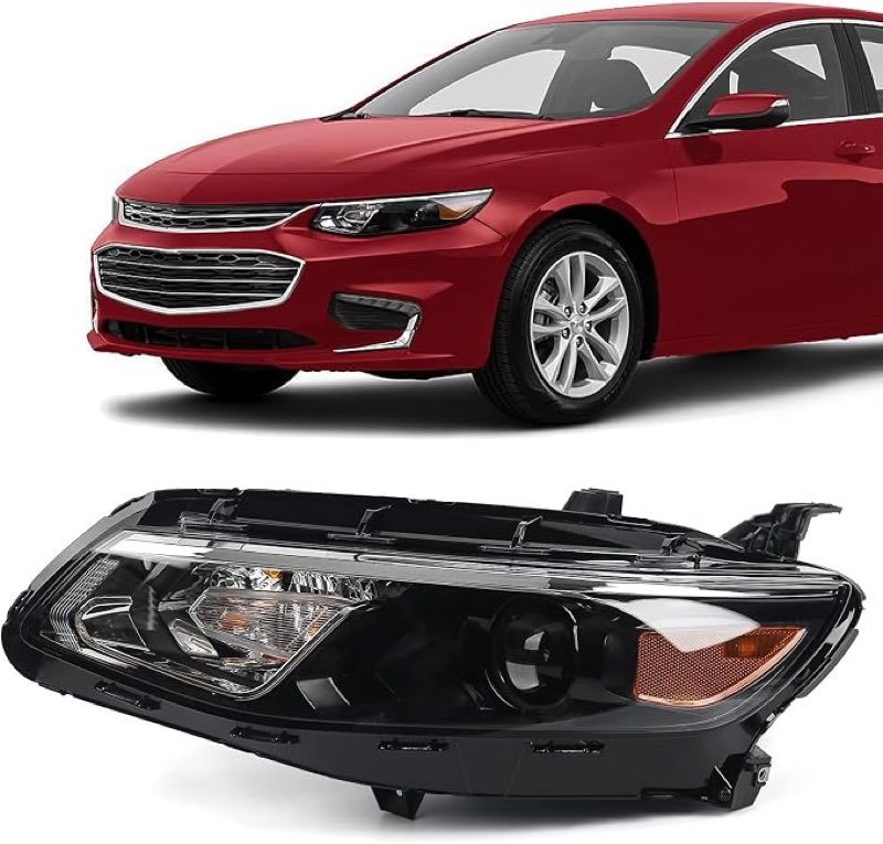 fione - for 2016-2018 chevy malibu headlight assembly replacement halogen projector driver side left 84585119 gm2502426
