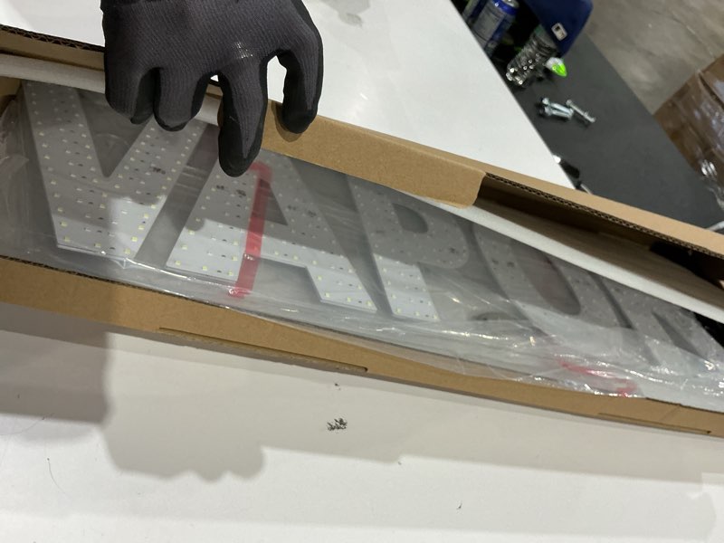 Condition photo showing New/Like New for 30"x8" led vapor sign for vape shops - super bright vape store sign with unique design, high visibility for smoke shop/window displays