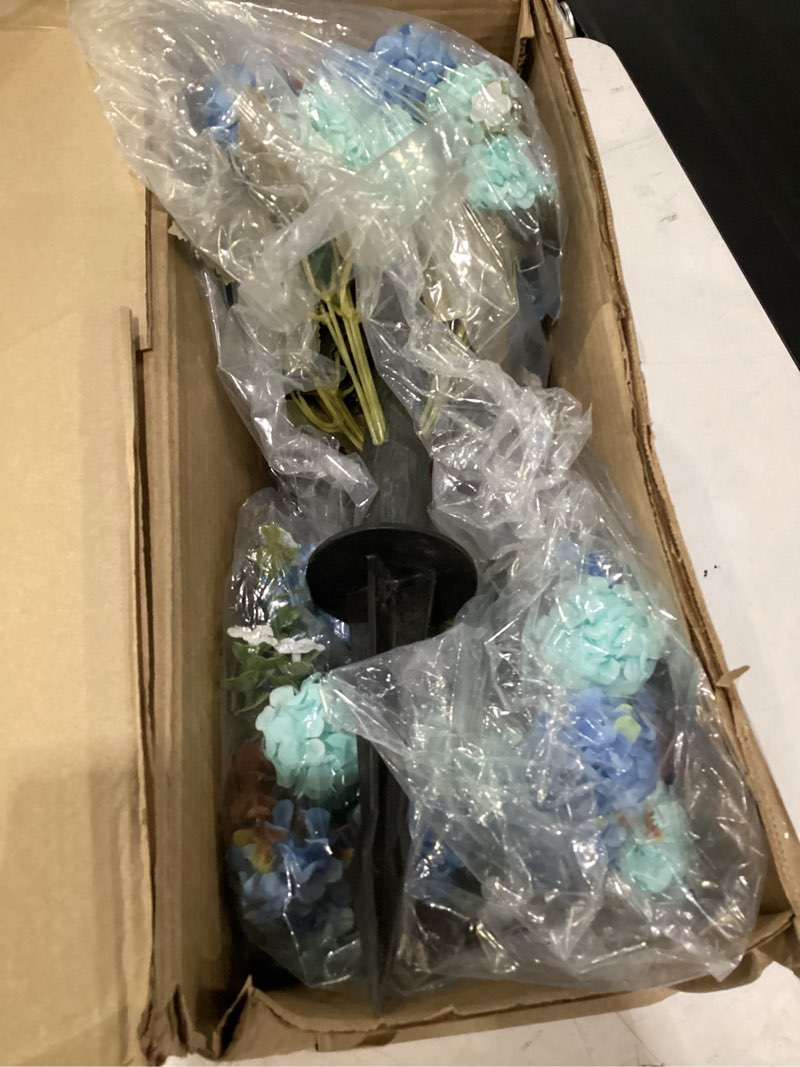 suncalla 2 set turquoise blue artificial topiary ball trees with hydrangea flower, 19.7" uv resistan
