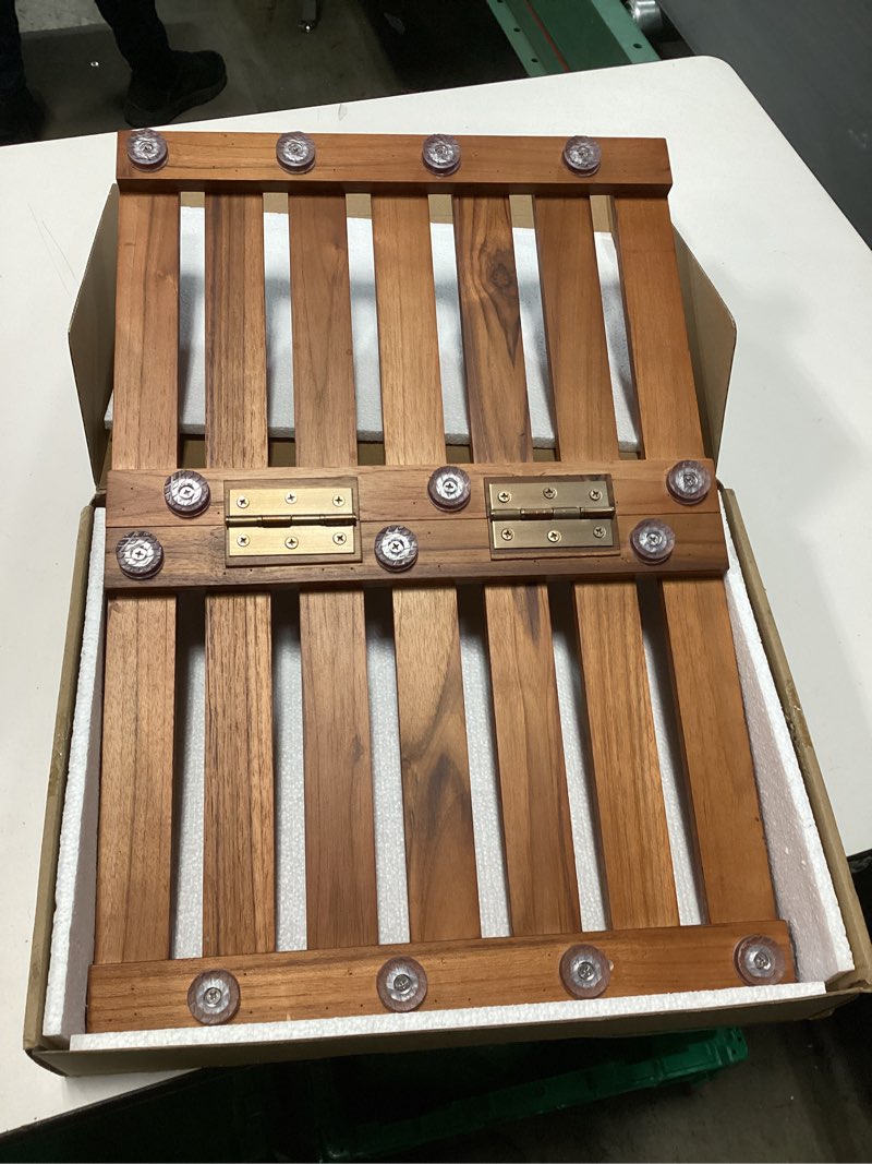 Condition photo showing Good Condition for Teak Shower Mat - Premium Non-Slip Bath Mat for Bathtub & Shower, Natural Wooden Bathroom Floor Mat, Spa-Style Fast-Drying Bathtub Tray, Solid Teak Wood (21"x14") 21" x 14" (Rectangular)