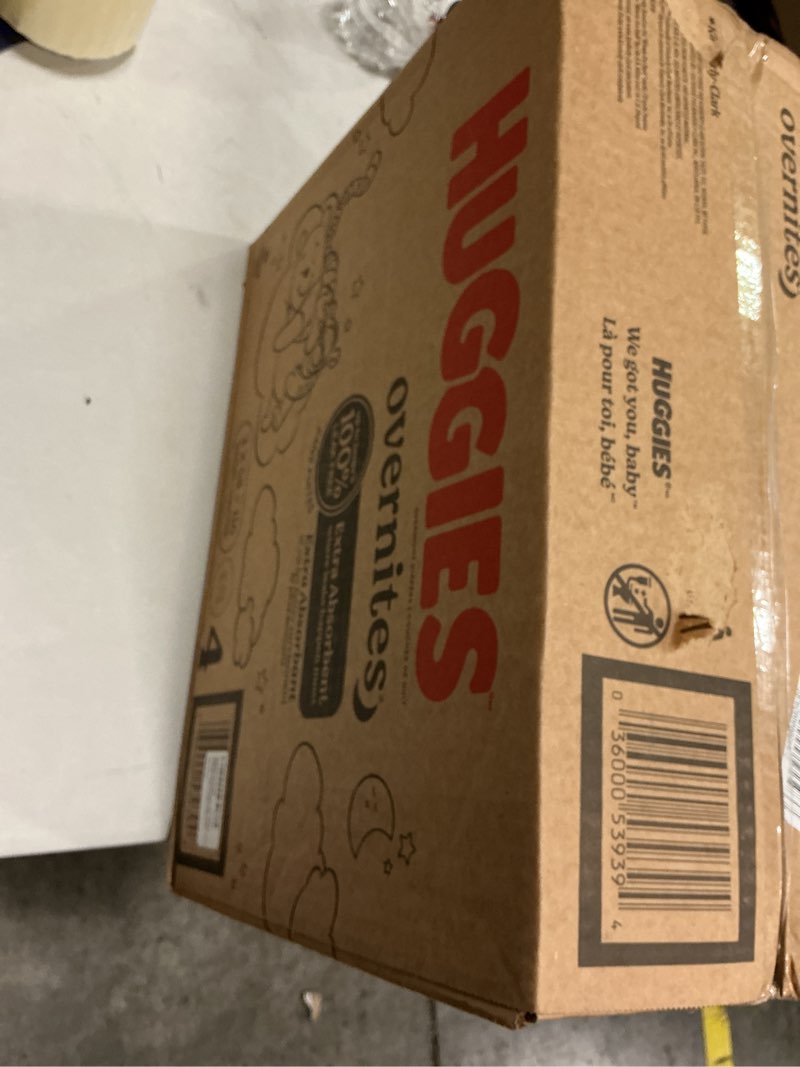 Condition photo showing New/Like New for huggies size 4 overnites baby diapers: overnight diapers, size 4 (22-37 lbs), 116 ct (2 packs of 58), packaging may vary size 4 116