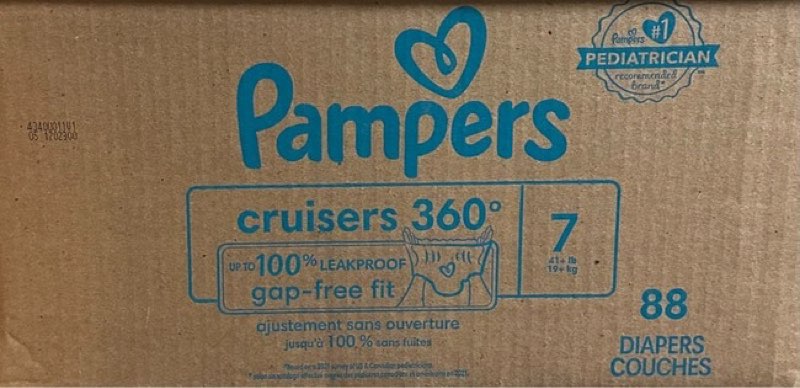 Pampers cruisers 360 size 7/88 Diapers Couche (41Lb O 19Kg) 100% Leakpoof